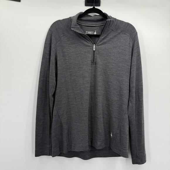 Smartwool Pullover Womens XL Gray Merino 250 Quarter Zip Base Layer Long Sleeve - Picture 1 of 9